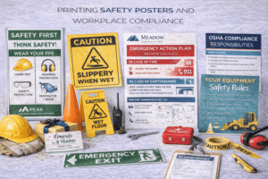 Workplace safety printing used for compliant safety posters and signage