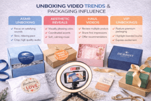 Unboxing video packaging trends influencing brand perception and social sharing