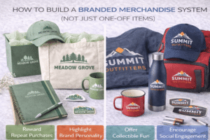 Branded merchandise system designed for long-term brand consistency