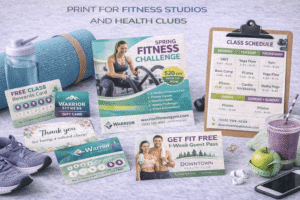 Fitness studio printing used across gyms and health clubs