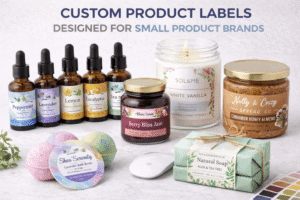 Custom product labels designed for small product brands