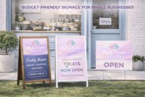 Budget-friendly signage used by small businesses for visibility