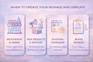 Update signage and displays to maintain brand accuracy and visibility